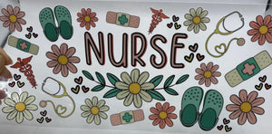 Nurse UV DTF 16oz cup wrap - double sided - Permanent Decal - Ready to apply