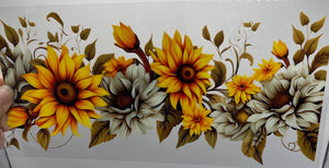 Flowers UV DTF 16oz cup wrap - double sided - Permanent Decal - Ready to apply