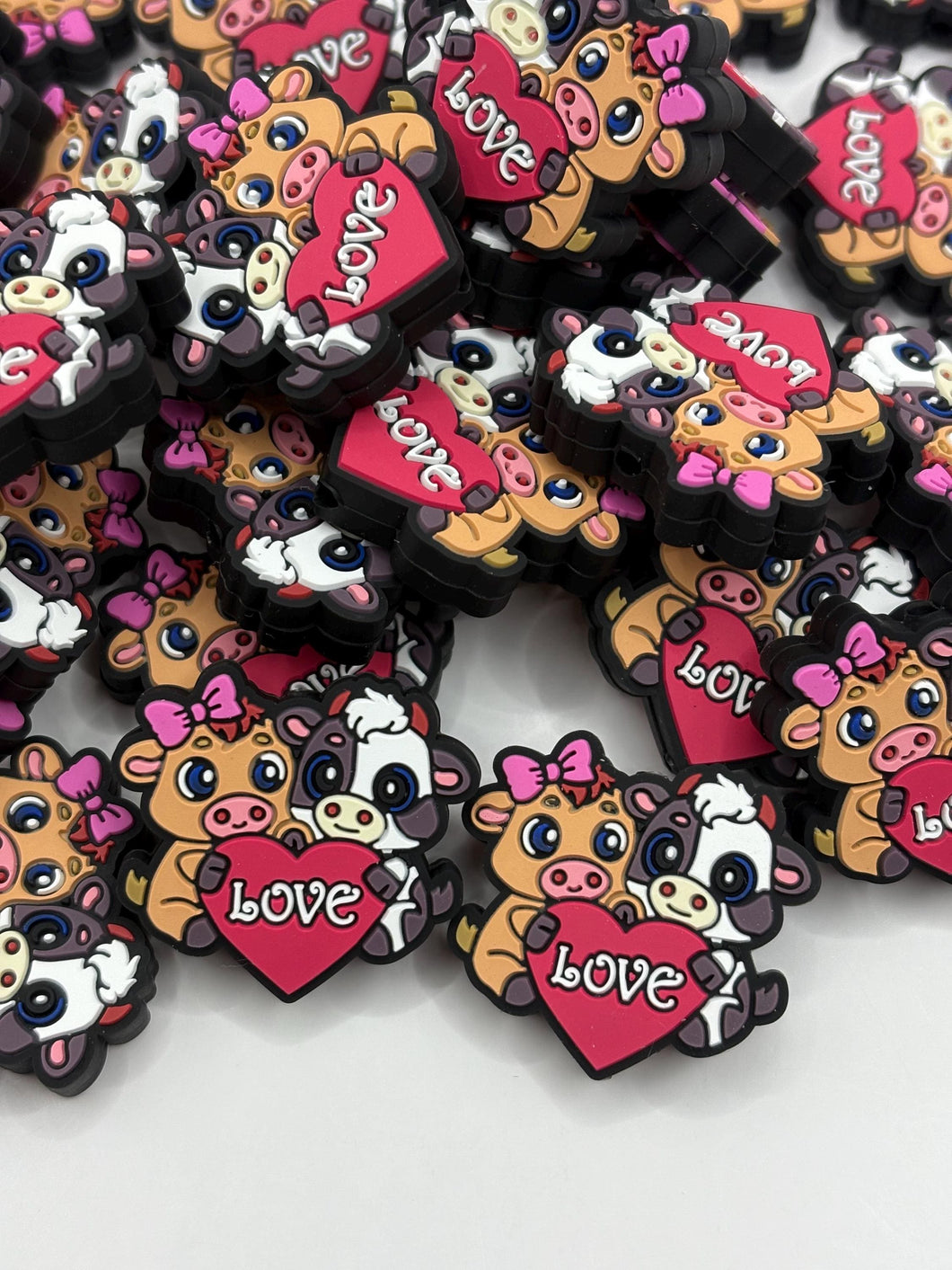 Love Cows Silicone Focal Bead Valentine’s Day