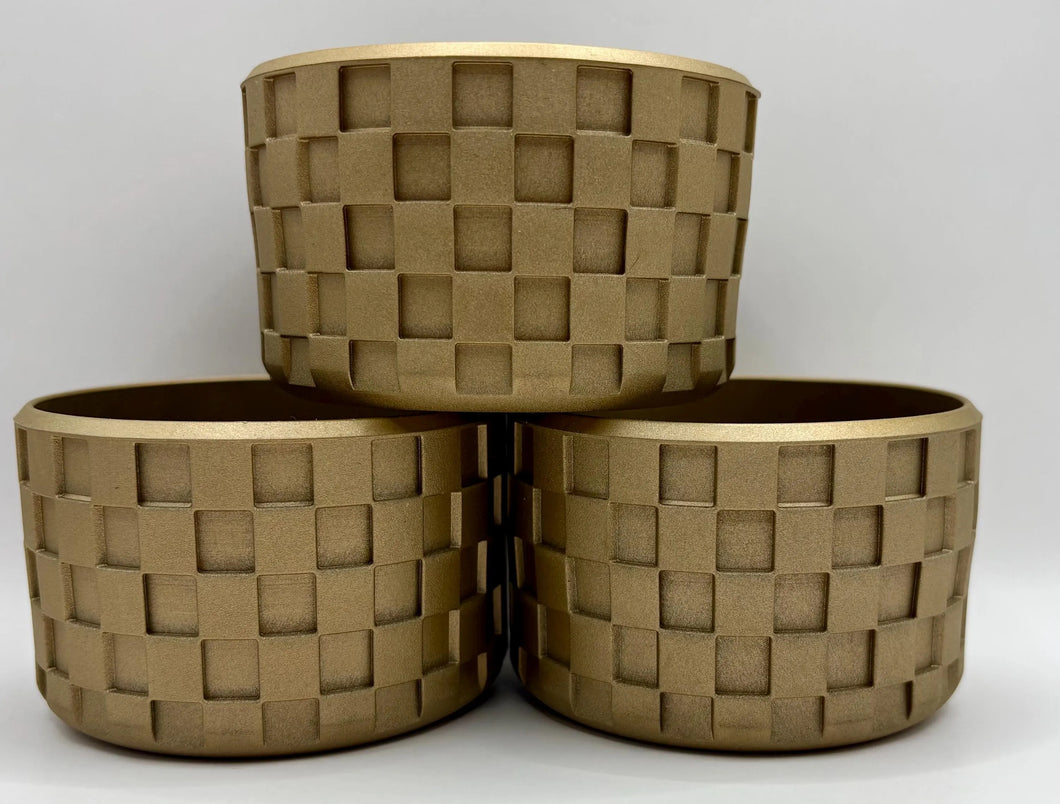 Bronze Checkered Textured Tumbler Boot - Silicone Boot- Tumbler Accessories