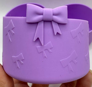 Purple Bow Textured Tumbler Boot - Silicone Boot- Tumbler Accessories