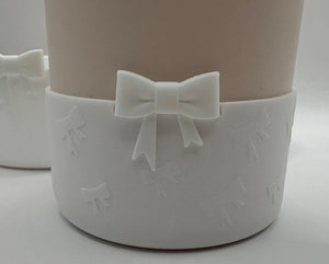 White Bow Textured Tumbler Boot - Silicone Boot- Tumbler Accessories