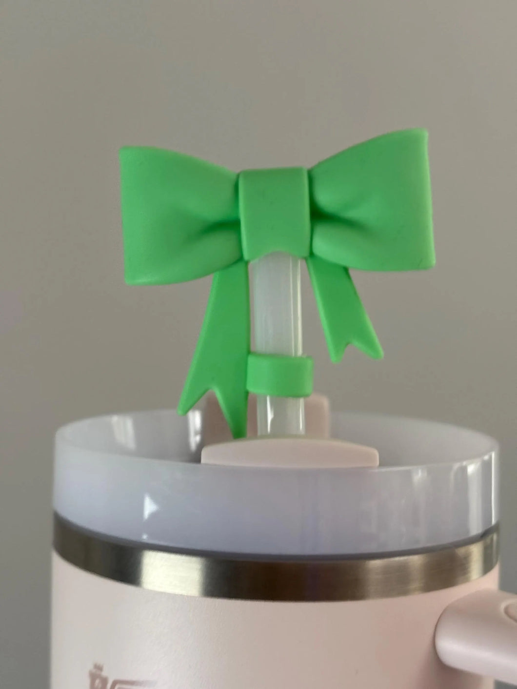 Mint Bow Silicone Straw Topper - Tumbler Straw Topper