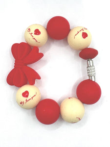 Red Bow I love you Beaded Cup Charm - cup handle charm - tumbler charm - accessories - Valentines