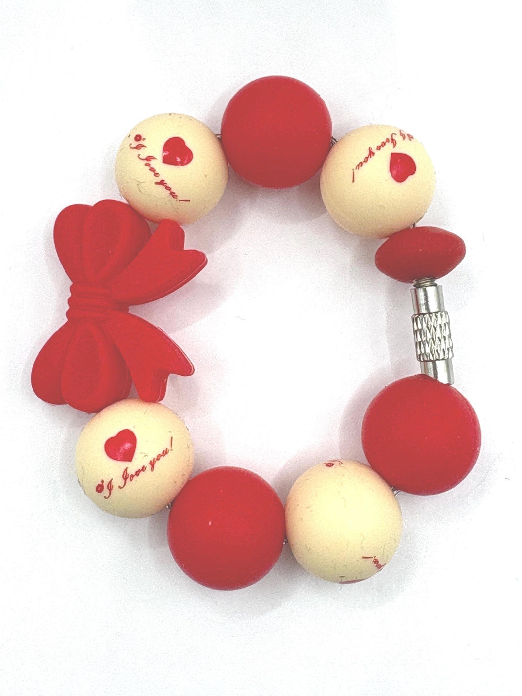 Red Bow I love you Beaded Cup Charm - cup handle charm - tumbler charm - accessories - Valentines