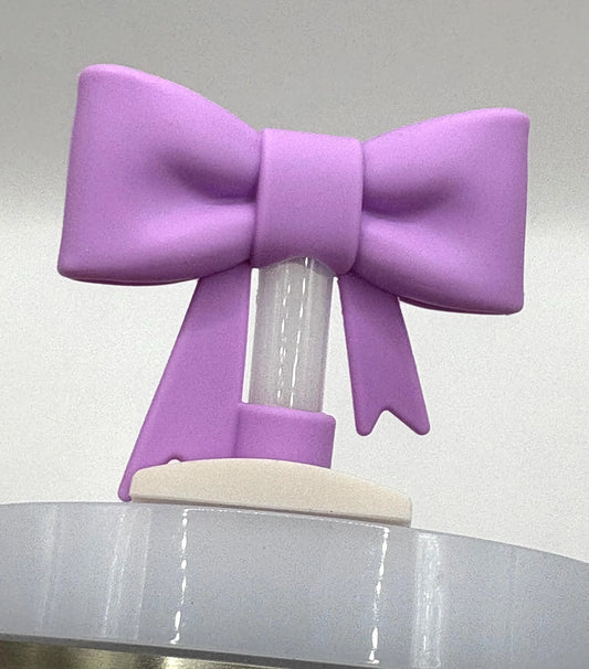 Silicone Bow Straw Topper or Focal Bead - Purple