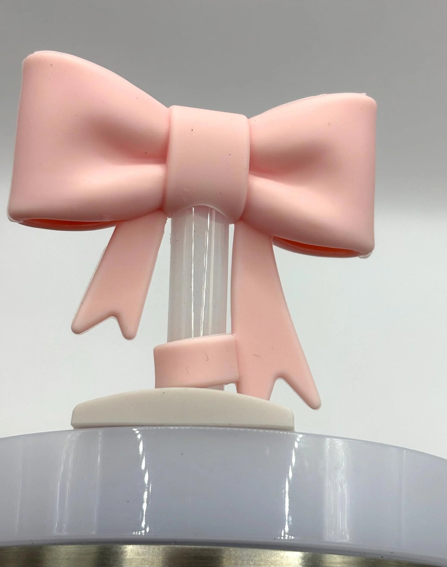 Silicone Bow Straw Topper or Focal Bead - Pink