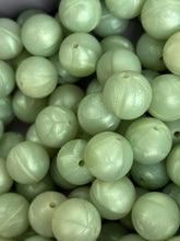 Load image into Gallery viewer, 10 Green Pearl Silicone Beads - 15mm

