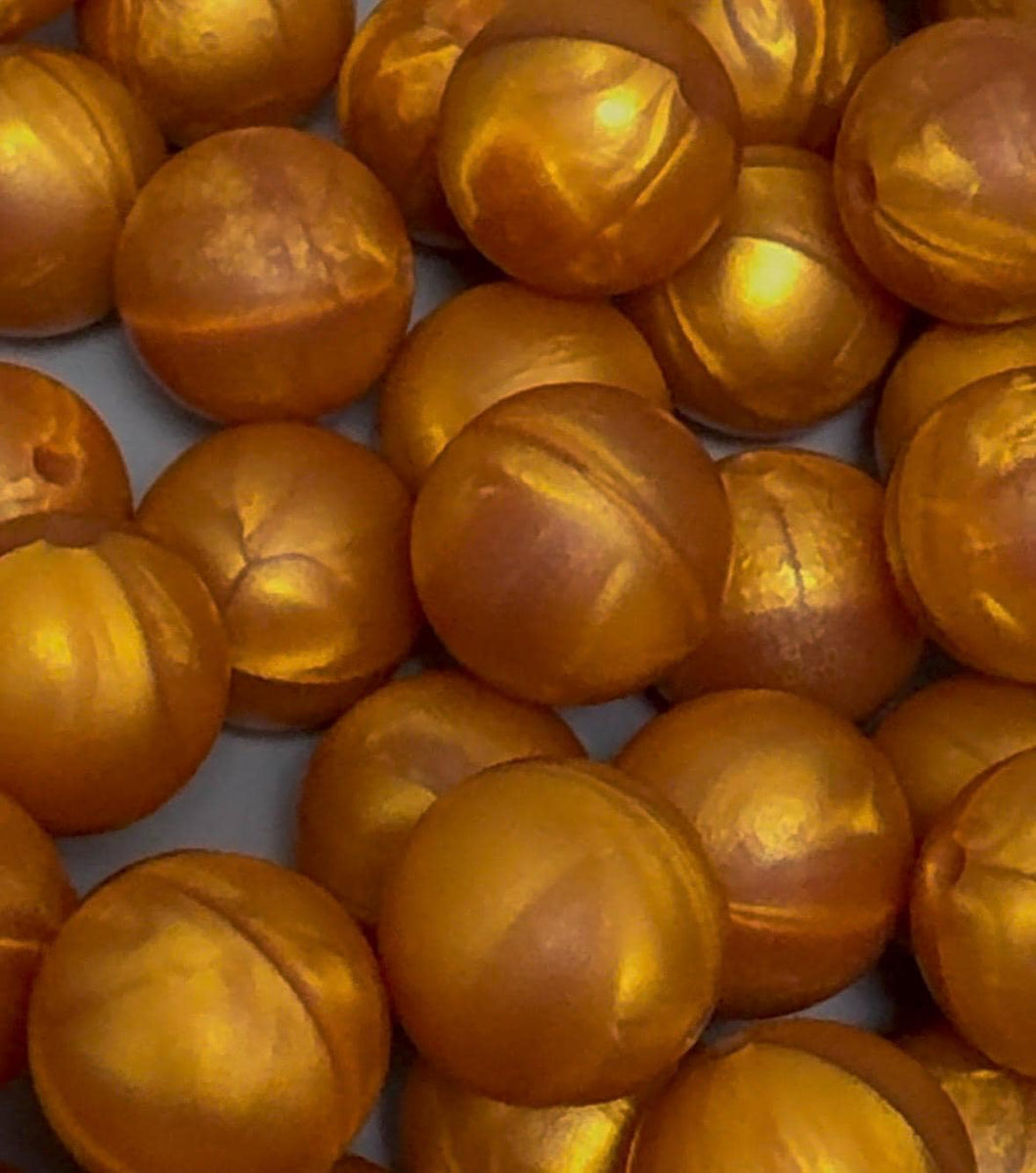 10 Gold Silicone Beads - 15mm