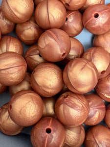 10 Copper Silicone Beads - 15mm