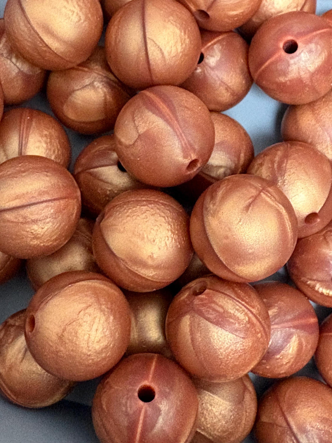10 Copper Silicone Beads - 15mm