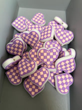 Load image into Gallery viewer, Purple Checkered Heart -  Silicone Focal Bead
