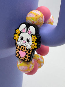 Easter Bunny Beaded Cup Charm - cup handle charm - tumbler charm - accessories