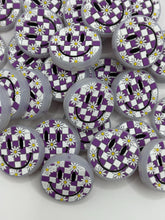 Load image into Gallery viewer, Smiley Face Checkered Silicone Focal Bead- purple
