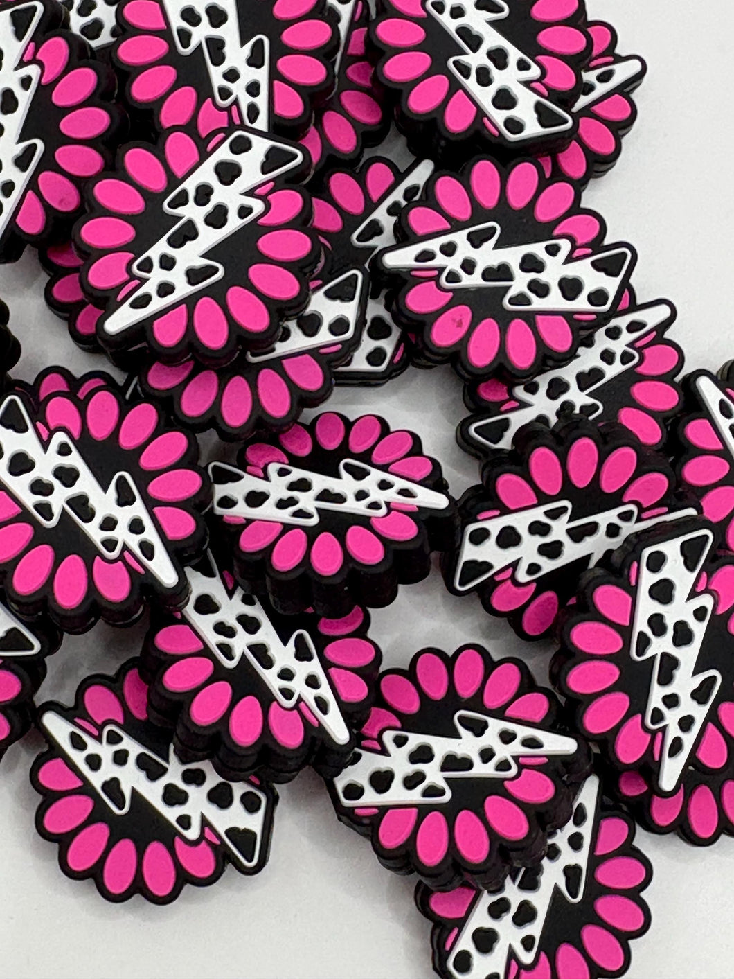Lightning Bolt Silicone Focal Bead- pink