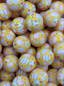 10 Easter Print Silicone Beads - 15mm