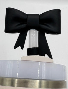 Black Bow Tumbler Straw Topper