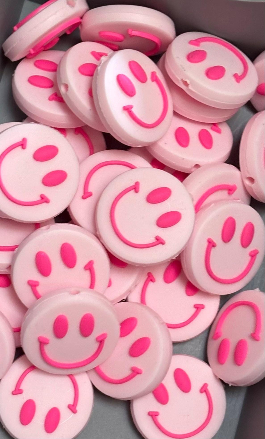 Smile Face  Silicone Focal Bead- pink