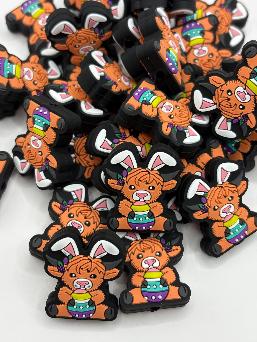 Easter Highland Cow,  Silicone Focal Bead