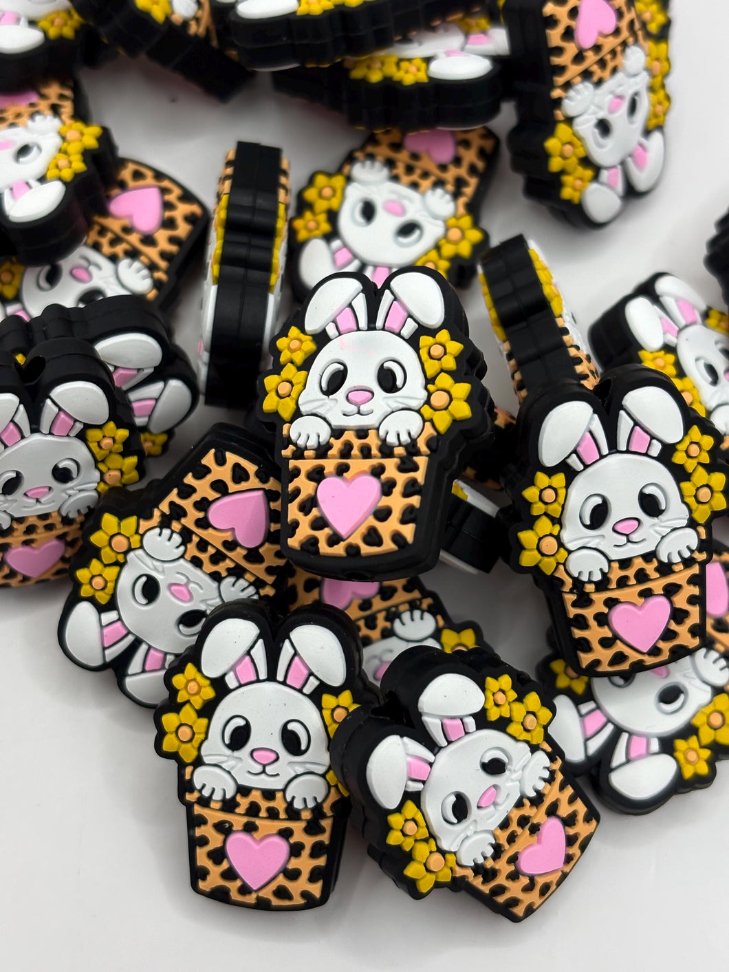 Easter Bunny in Basket,  Silicone Focal Bead