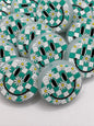 Smiley Face Checkered Silicone Focal Bead- teal