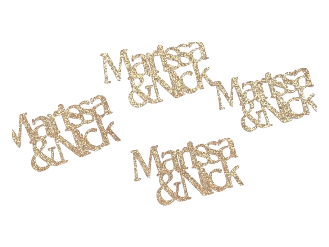 Personalized Confetti with 2 names,glitter table scatter, Bridal showers, engagement parties, weddings,anniversary, 50 pieces