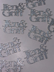 Personalized Confetti with 2 names,glitter table scatter, Bridal showers, engagement parties, weddings,anniversary, 50 pieces