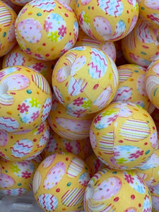 10 Easter Print Silicone Beads - 15mm