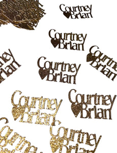 Confetti with 2 names and heart - personalized - glitter - table scatter - 50 pieces
