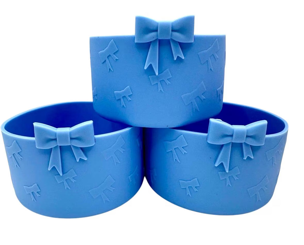Light Blue Bow Textured Tumbler Boot - Silicone Boot- Tumbler Accessories