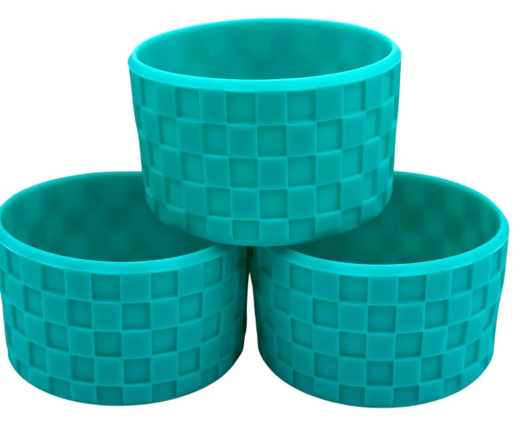Turquoise Checkered Textured Tumbler Boot - Silicone Boot- Tumbler Accessories