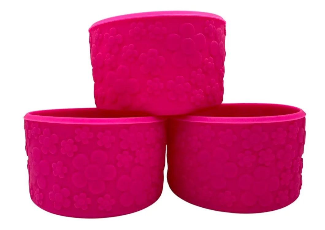 Bright Pink  Floral Textured Tumbler Boot - Silicone Boot- Tumbler Accessories