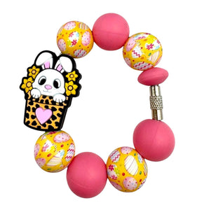 Easter Bunny Beaded Cup Charm - cup handle charm - tumbler charm - accessories