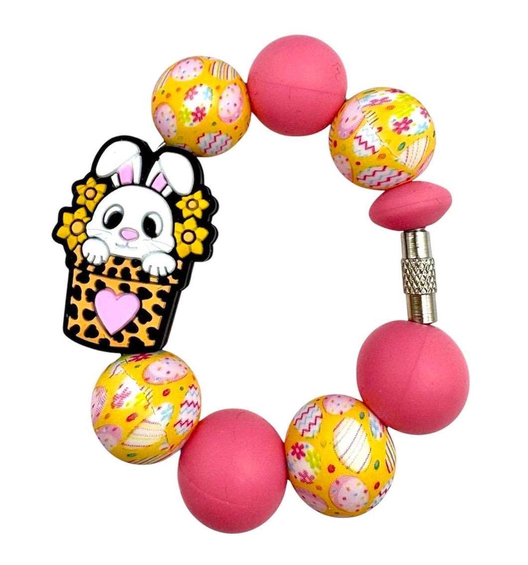 Easter Bunny Beaded Cup Charm - cup handle charm - tumbler charm - accessories