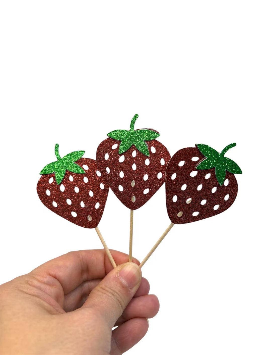 Strawberry Cupcake Toppers- 6 pieces