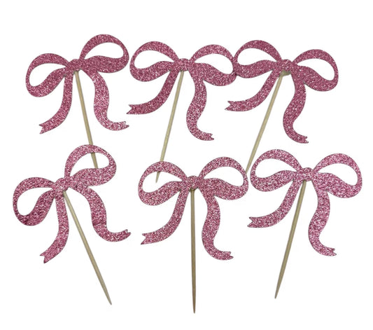 Coquette Bow Cupcake Toppers