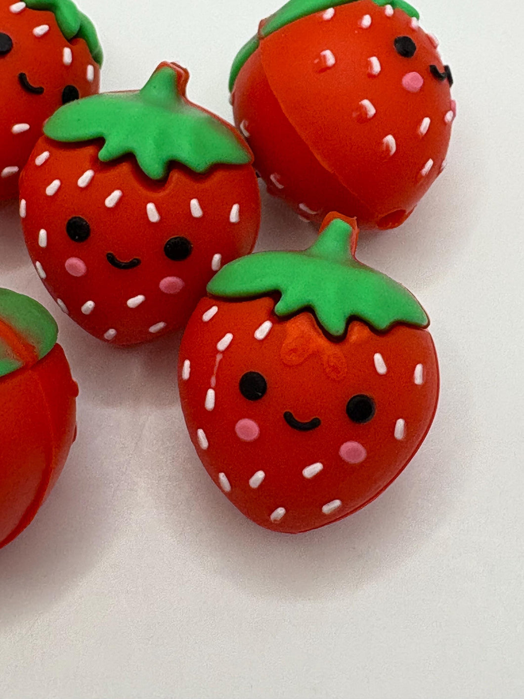 Strawberry 3D Silicone Focal Bead