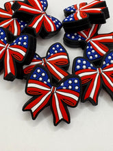 Load image into Gallery viewer, Flag Bow Silicone Focal Bead - great for pens, wristlets, cup charms

