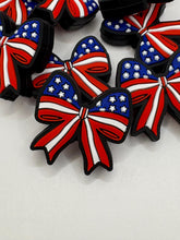 Load image into Gallery viewer, Flag Bow Silicone Focal Bead - great for pens, wristlets, cup charms
