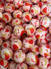 Load image into Gallery viewer, Strawberry Print Silicone Beads - 15mm - 10ct
