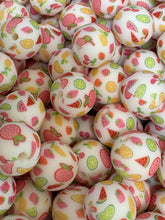 Load image into Gallery viewer, Fruit Print Silicone Beads - 15mm - 10ct
