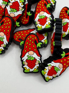 Strawberry Gnome  Silicone Focal Bead