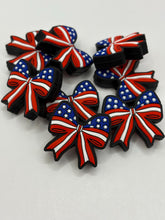 Load image into Gallery viewer, Flag Bow Silicone Focal Bead - great for pens, wristlets, cup charms
