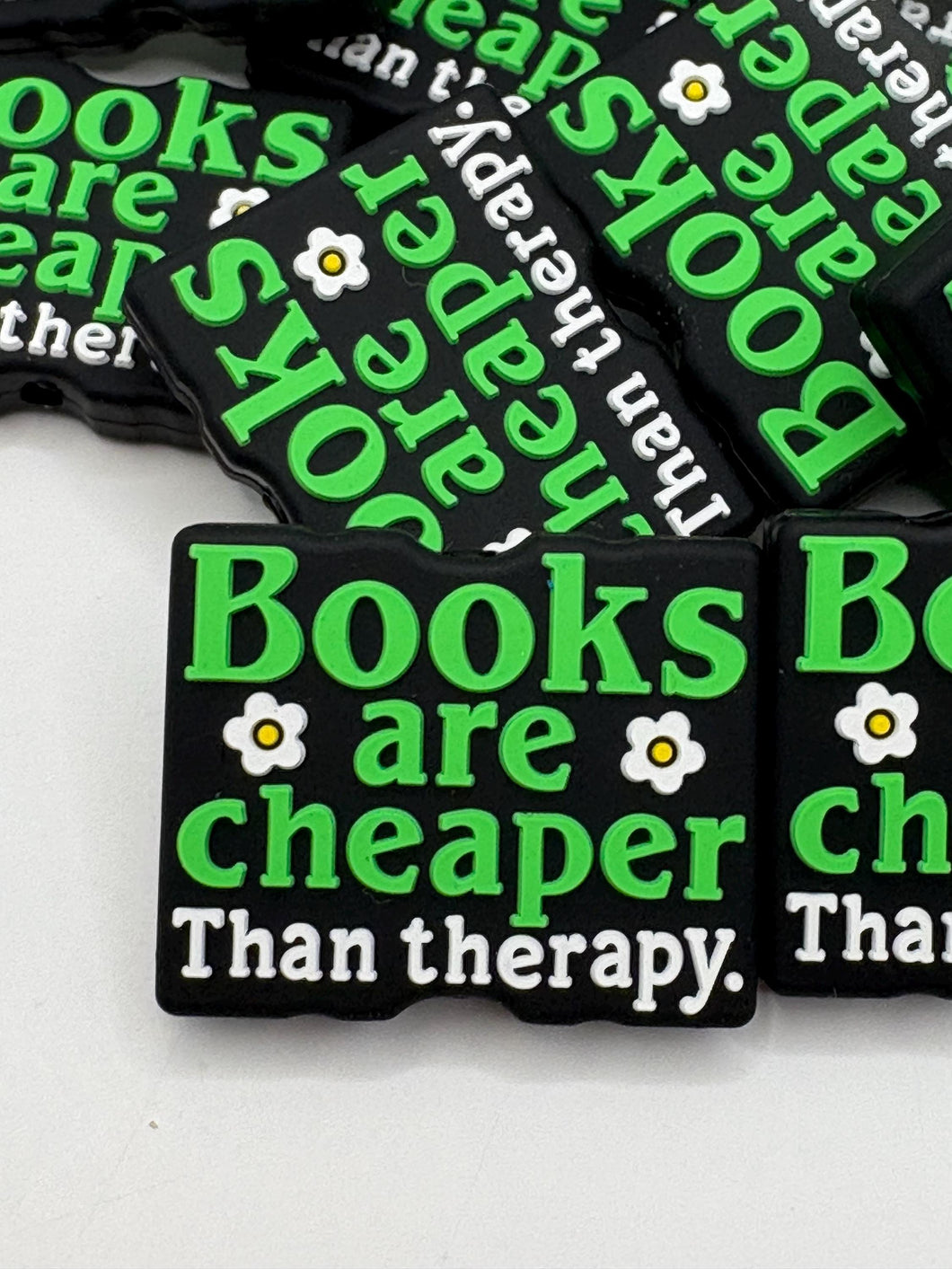 Books Are Cheaper Than Therapy  Silicone Focal Bead