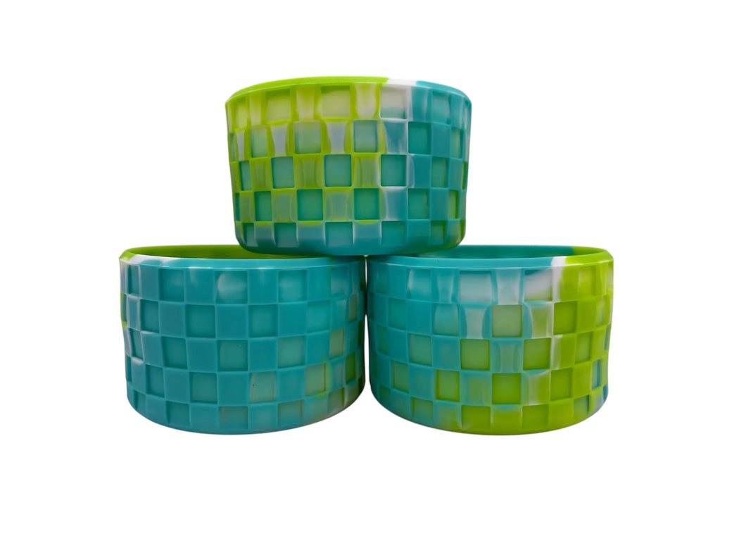 Tie Dye Checkered Textured Tumbler Boot - Silicone Boot- Tumbler Accessories