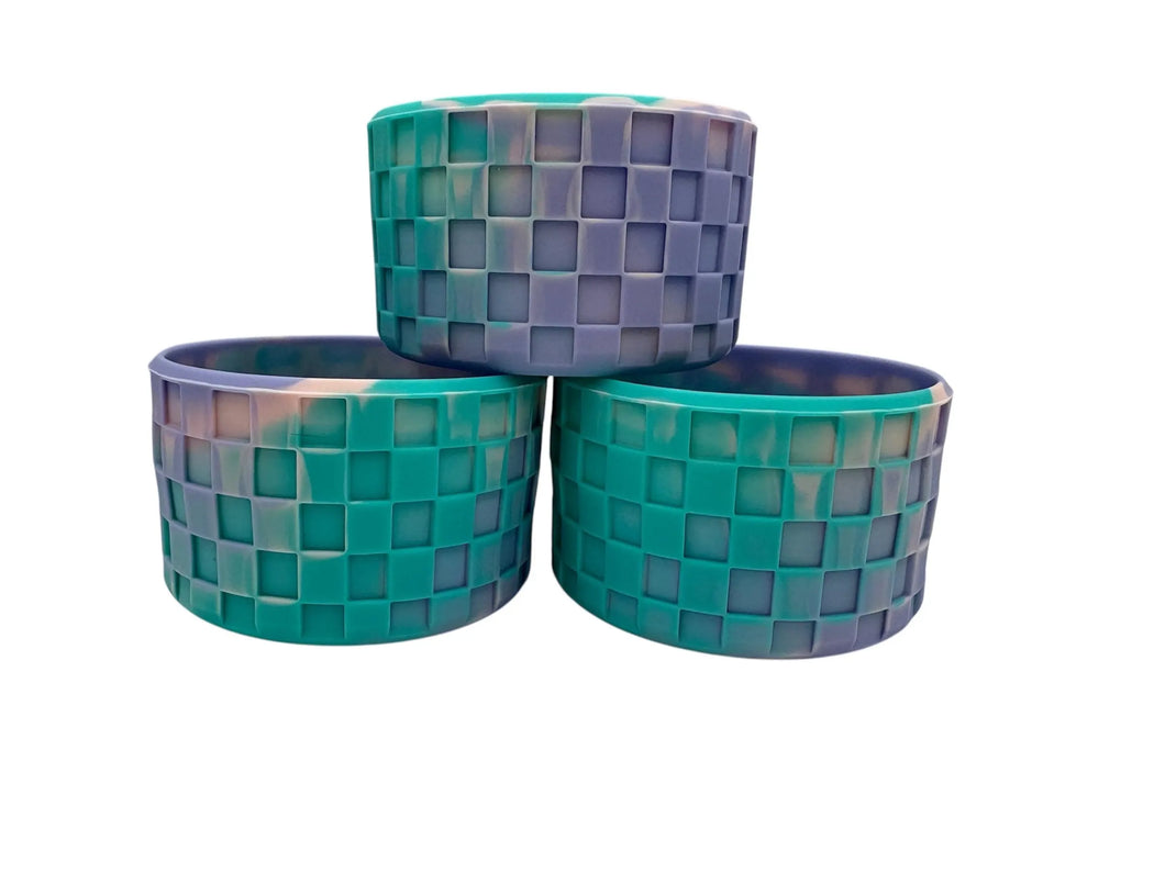 Tie Dye Checkered Textured Tumbler Boot - Silicone Boot- Tumbler Accessories