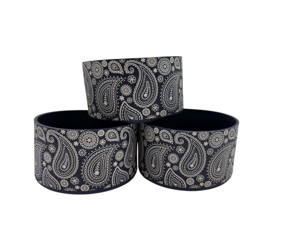 Blue Paisley Tumbler Boot - Silicone Boot- Tumbler Accessories
