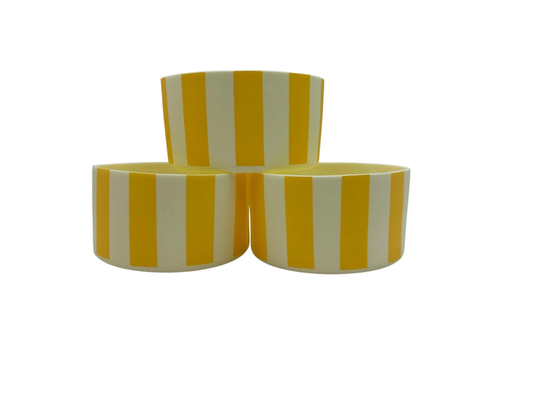Yellow Striped Tumbler Boot - Silicone Boot- Tumbler Accessories