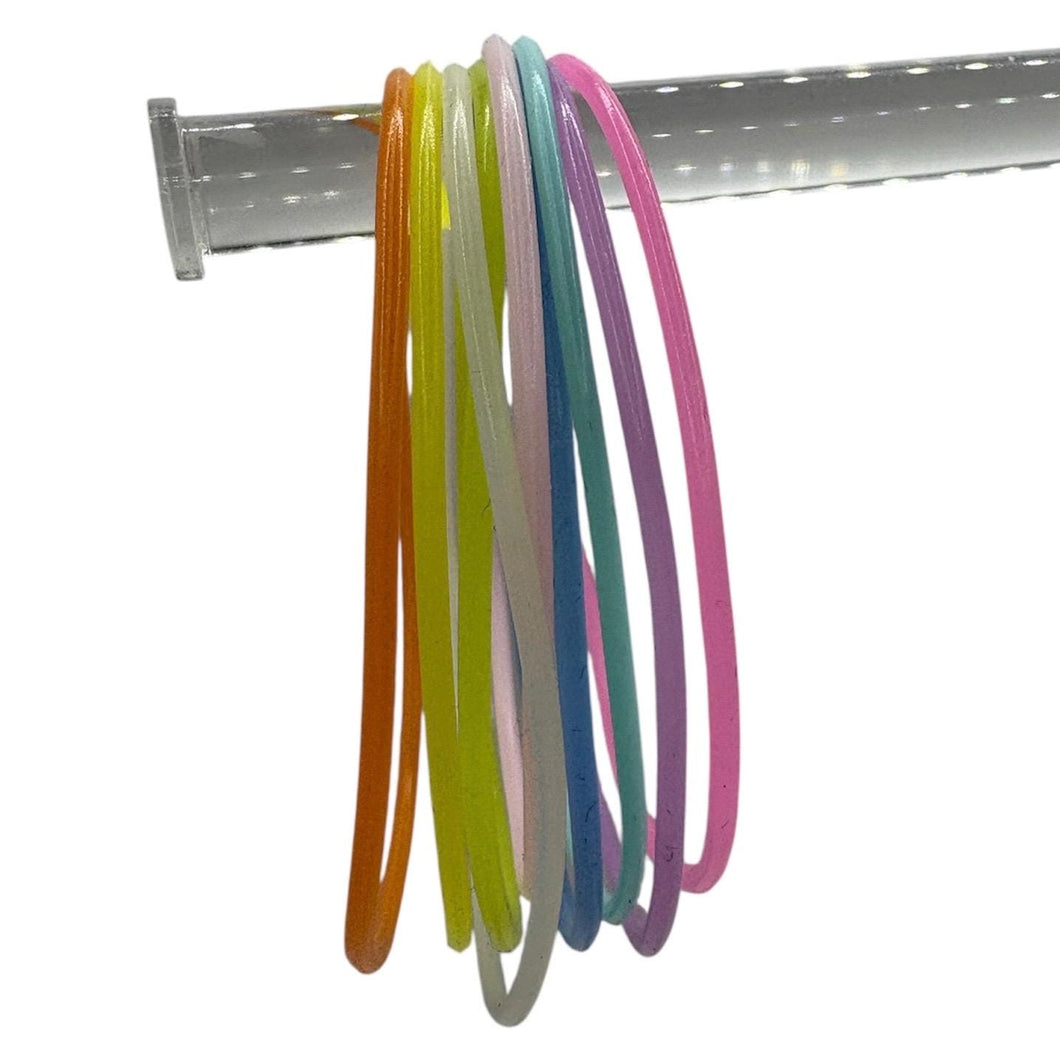 Glow in the Dark Silicone Jelly Bracelets - Stackable - set of 9 - size 8