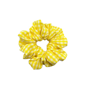 Yellow Gingham Hair Scrunchie - Hair Elastic- Hair Accessories
